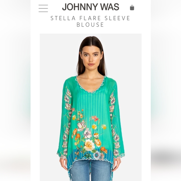 Johnny Was 💚 💙 Stella Flare Sleeve Blouse, Large 🆕 - Picture 3 of 13
